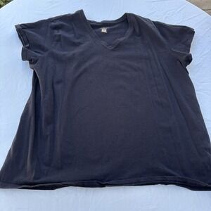 Blue Mountain Black Short Sleeve V-Neck T-Shirt Size 2X